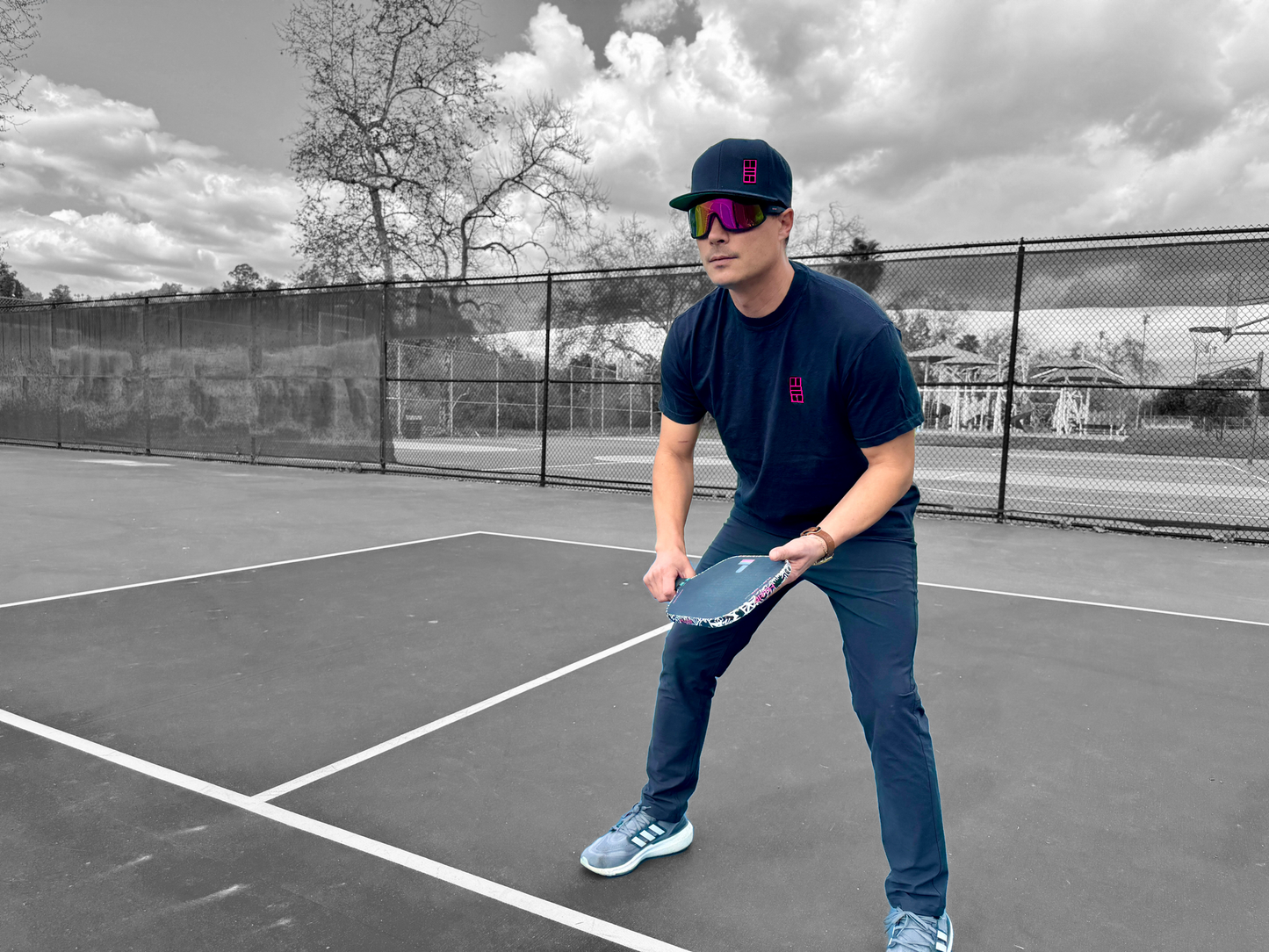 Neon Pink Embroidered Court Baseball Hat